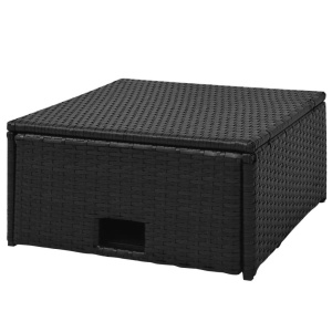 Set mobilier de grădină cu perne, 4 piese, negru, poliratan - Img 7