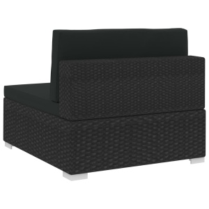 Set mobilier de grădină cu perne, 4 piese, negru, poliratan - Img 11