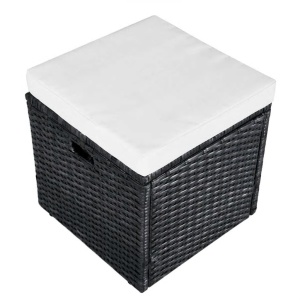 Set mobilier de grădină cu perne, 4 piese, negru, poliratan - Img 9