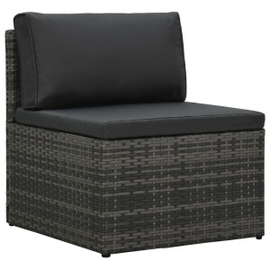 Set mobilier de grădină cu perne, 5 piese, gri, poliratan - Img 7