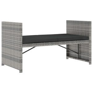 Set mobilier de grădină cu perne, 5 piese, gri, poliratan - Img 8