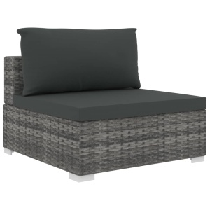 Set mobilier de grădină cu perne, 5 piese, gri, poliratan - Img 8