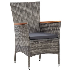 Set mobilier de grădină cu perne, 5 piese, gri, poliratan - Img 8