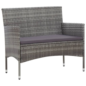 Set mobilier de grădină cu perne, 5 piese, gri, poliratan - Img 5
