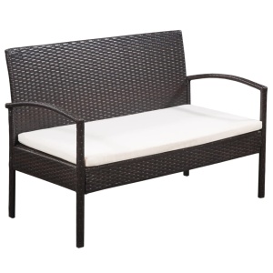 Set mobilier de grădină cu perne, 5 piese, maro, poliratan - Img 3