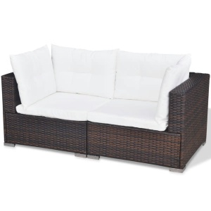 Set mobilier de grădină cu perne, 5 piese, maro, poliratan - Img 7
