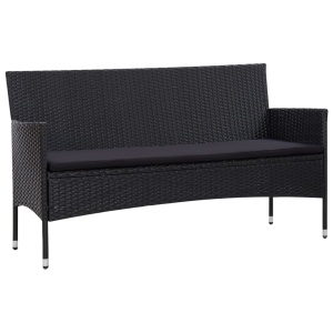 Set mobilier de grădină cu perne, 5 piese, negru, poliratan - Img 3