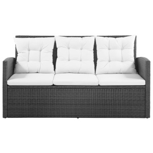 Set mobilier de grădină cu perne, 5 piese, negru, poliratan - Img 3