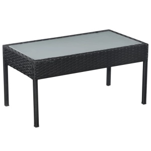 Set mobilier de grădină cu perne, 5 piese, negru, poliratan - Img 8