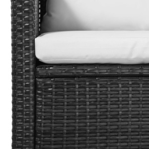 Set mobilier de grădină cu perne, 5 piese, negru, poliratan - Img 7