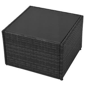 Set mobilier de grădină cu perne, 5 piese, negru, poliratan - Img 9