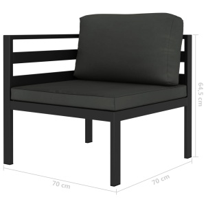 Set mobilier de grădină cu perne, 6 piese, antracit, aluminiu - Img 5