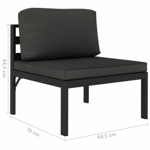 Set mobilier de grădină cu perne, 6 piese, antracit, aluminiu - Img 9