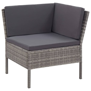 Set mobilier de grădină cu perne, 6 piese, gri, poliratan - Img 7