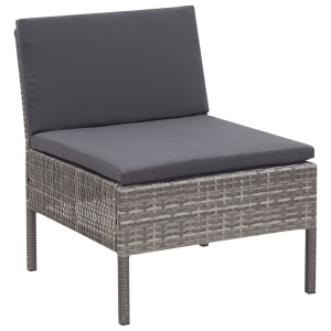 Set mobilier de grădină cu perne, 6 piese, gri, poliratan - Img 9