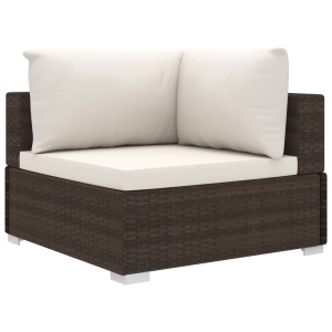 Set mobilier de grădină cu perne, 6 piese, maro, poliratan - Img 4