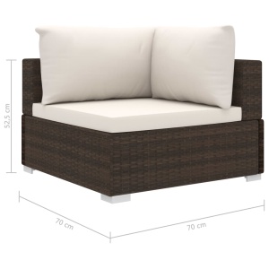 Set mobilier de grădină cu perne, 6 piese, maro, poliratan - Img 6