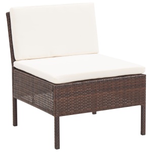 Set mobilier de grădină cu perne, 6 piese, maro, poliratan - Img 10