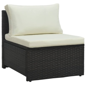 Set mobilier de grădină cu perne, 6 piese, maro, poliratan - Img 9