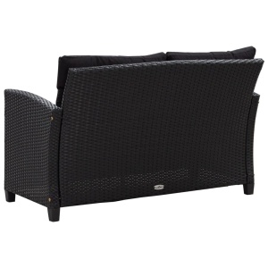 Set mobilier de grădină cu perne, 6 piese, negru, poliratan - Img 4