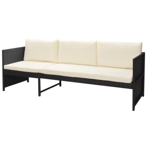 Set mobilier de grădină cu perne, 6 piese, negru, poliratan - Img 4
