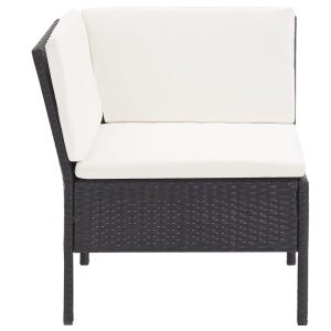 Set mobilier de grădină cu perne, 6 piese, negru, poliratan - Img 7