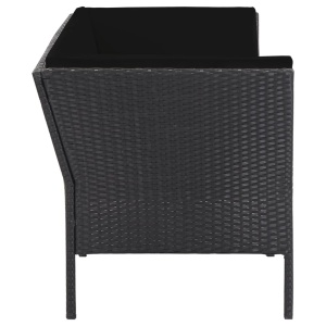 Set mobilier de grădină cu perne, 6 piese, negru, poliratan - Img 8