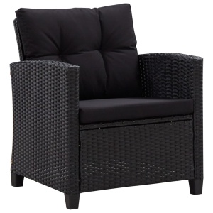 Set mobilier de grădină cu perne, 6 piese, negru, poliratan - Img 8