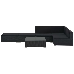 Set mobilier de grădină cu perne, 6 piese, negru, poliratan - Img 8