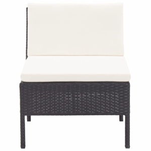 Set mobilier de grădină cu perne, 6 piese, negru, poliratan - Img 9