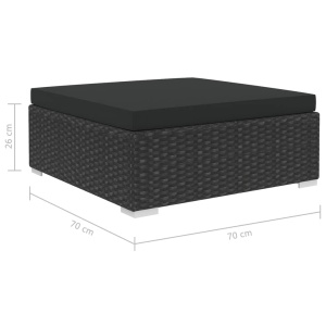 Set mobilier de grădină cu perne, 6 piese, negru, poliratan - Img 9