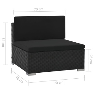 Set mobilier de grădină cu perne, 6 piese, negru, poliratan - Img 11