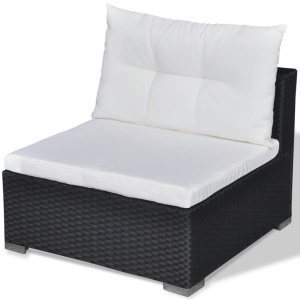 Set mobilier de grădină cu perne, 6 piese, negru, poliratan - Img 10