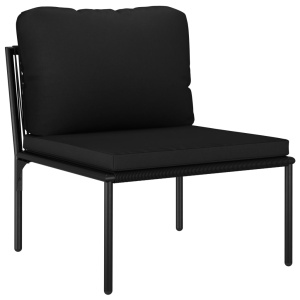 Set mobilier de grădină cu perne, 6 piese, negru, PVC - Img 9