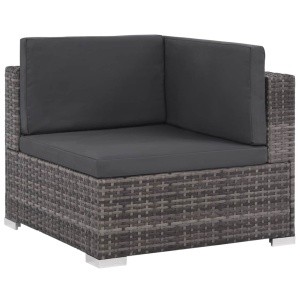 Set mobilier de grădină cu perne, 7 piese, gri, poliratan - Img 2