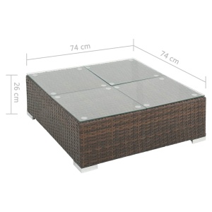 Set mobilier de grădină cu perne, 7 piese, maro, poliratan - Img 9