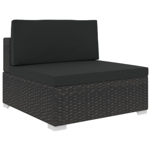 Set mobilier de grădină cu perne, 7 piese, negru, poliratan - Img 8