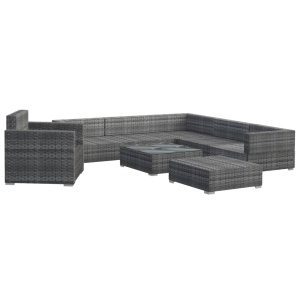 Set mobilier de grădină cu perne, 8 piese, gri, poliratan - Img 4