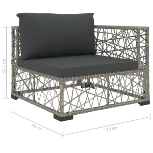 Set mobilier de grădină cu perne, 8 piese, gri, poliratan - Img 7