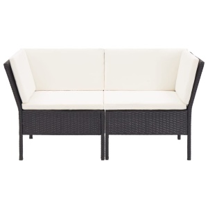 Set mobilier de grădină cu perne, 8 piese, negru, poliratan - Img 4