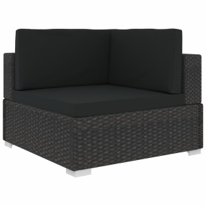 Set mobilier de grădină cu perne, 8 piese, negru, poliratan - Img 4