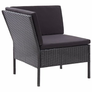 Set mobilier de grădină cu perne, 8 piese, negru, poliratan - Img 6