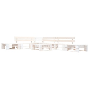 Set mobilier de grădină din paleți, 6 piese, alb, lemn