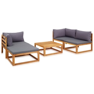 Set mobilier grădină cu perne, 5 piese, lemn masiv acacia - Img 2