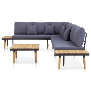 Set mobilier grădină perne 5 piese maro lemn masiv acacia - Img 4