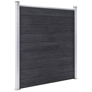 Set panouri gard, 5 pătrate + 1 oblic, gri, 965 x 186 cm, WPC - Img 2