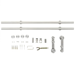 Set piese pentru ușă glisantă, argintiu, 183 cm oțel inoxidabil - Img 4