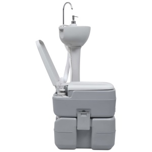 Set suport chiuvetă și toaletă portabilă pentru camping, gri - Img 8