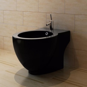 Set Toaletă și Bideu Ceramică Negru - Img 3