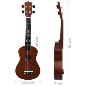 Set ukulele soprano, cu husă, pentru copii, lemn inchis, 23" - Img 10